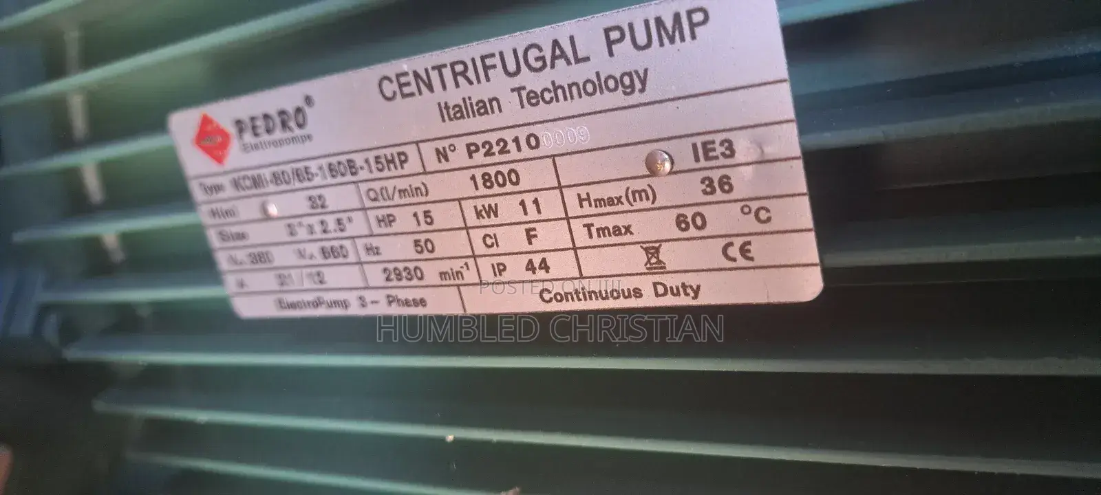 15hp Pedro Centrifugal Pump