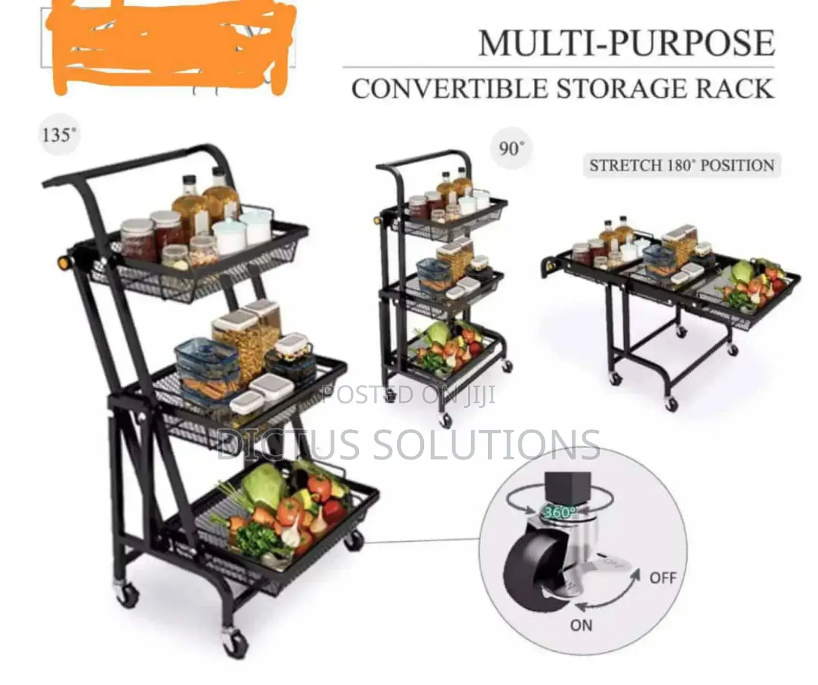 Convertable Top Rack 3 Layers Convertible Multipur Organizer Storage Rack Trolley - Dictus ...