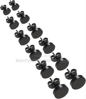 Usa 6 Pairs Black Earrings, 3-8mm Stainless Steel Mens
