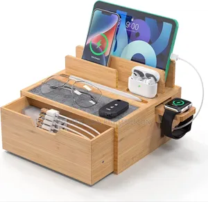 Usa Bamboo Charging Dock Rack, Wooden Charging