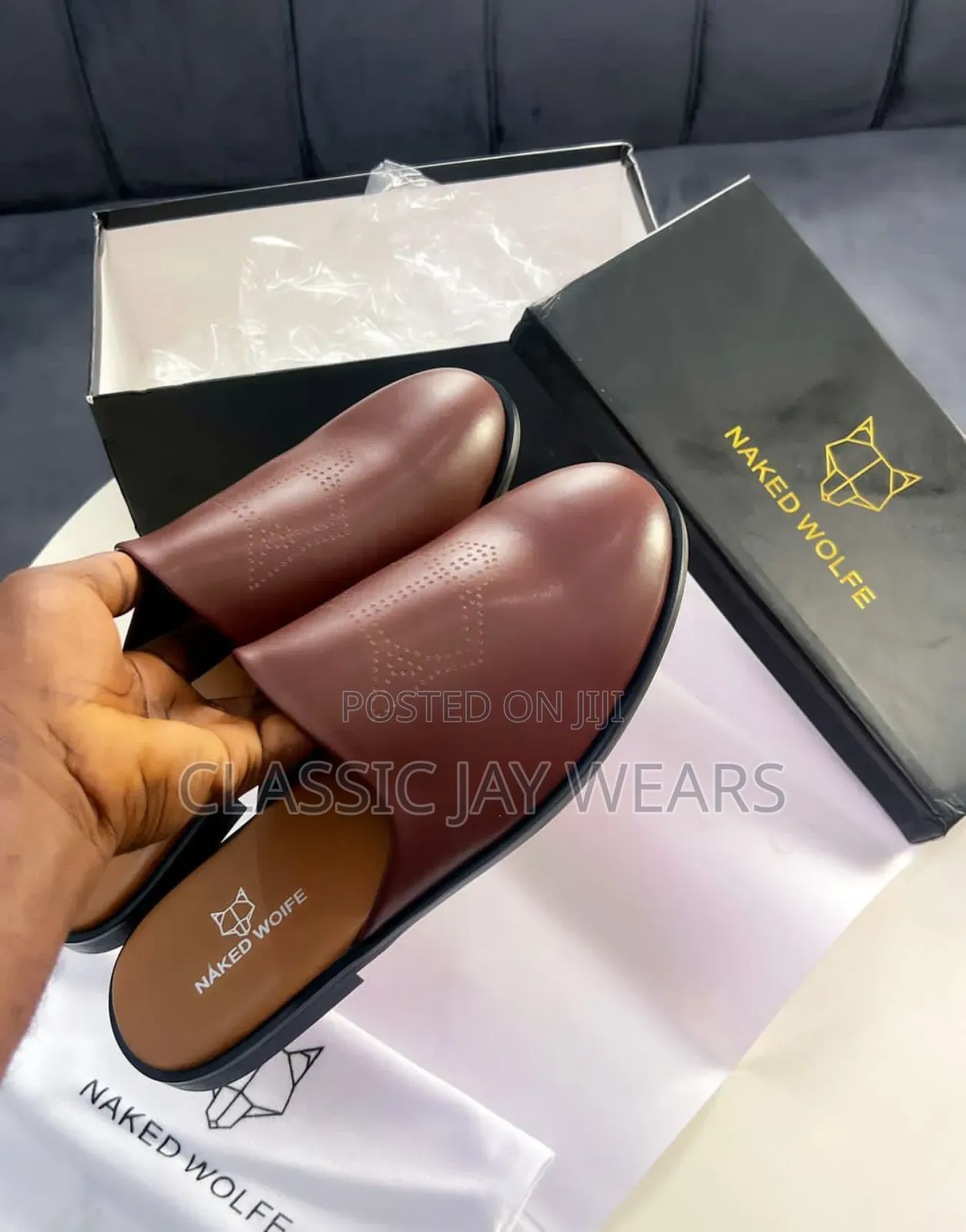 Smooth Brown Naked Wolfe Half Shoe