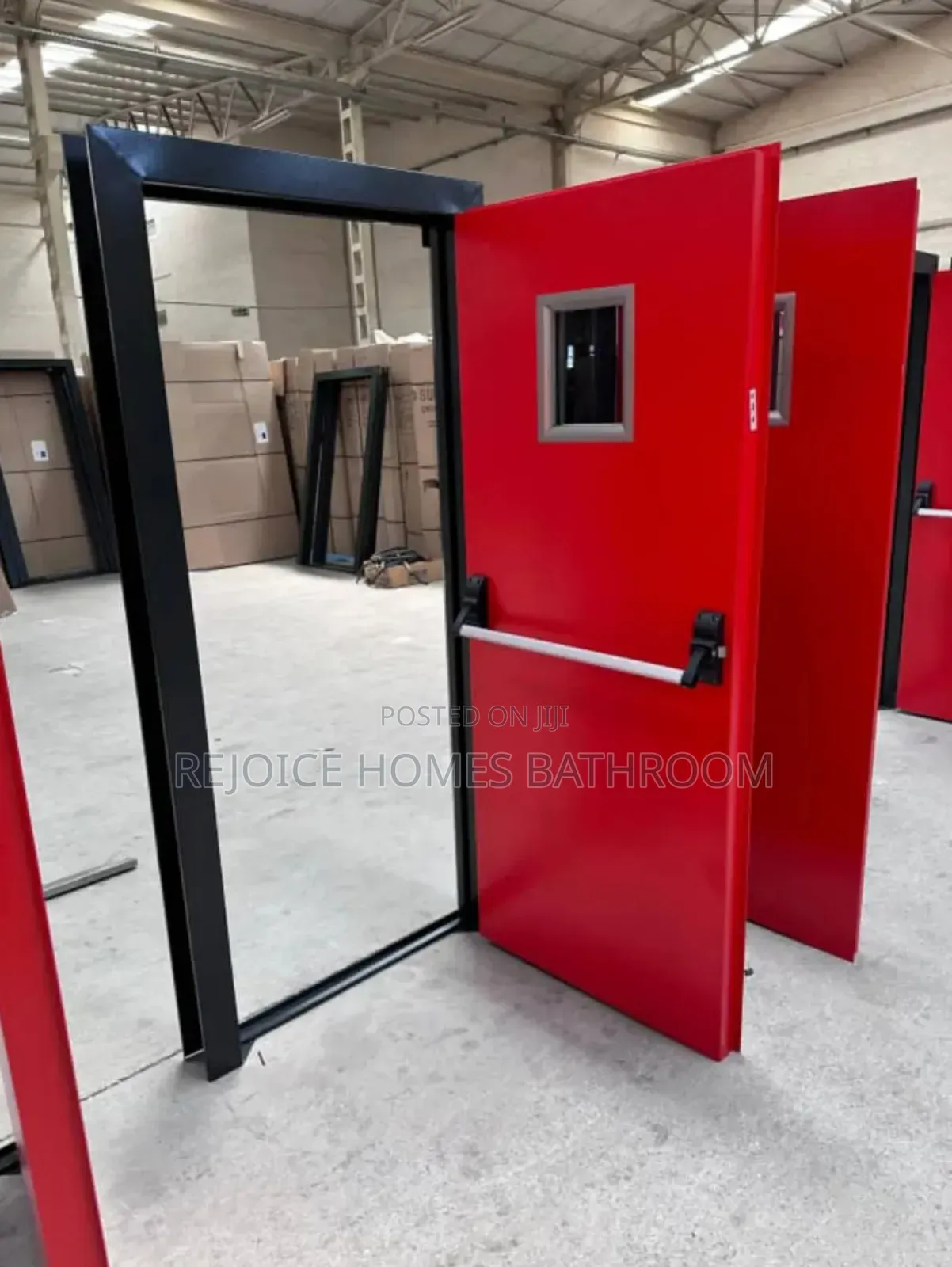 Industrial Fire-Rated Steel Exit Door Panic Bar Window