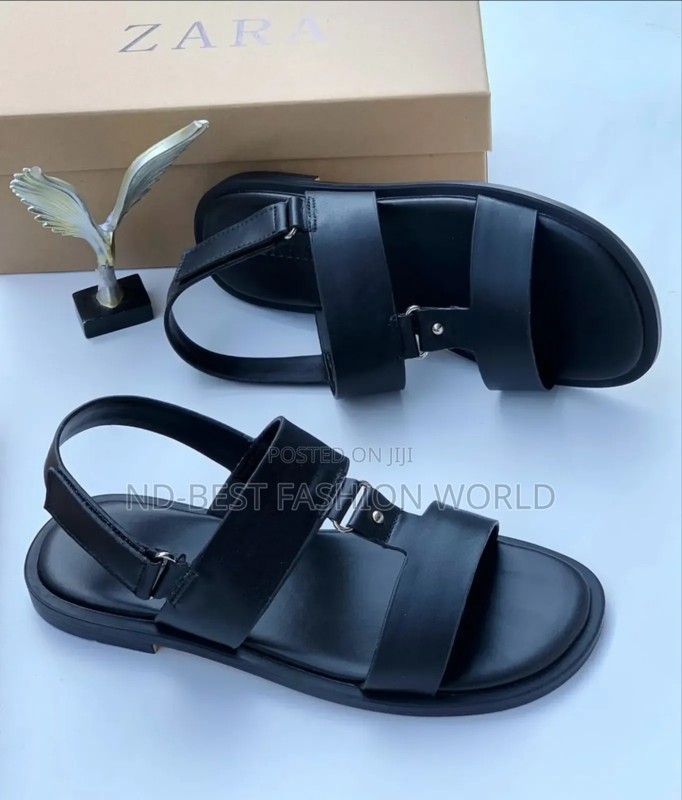 Zara Black Leather Sandals