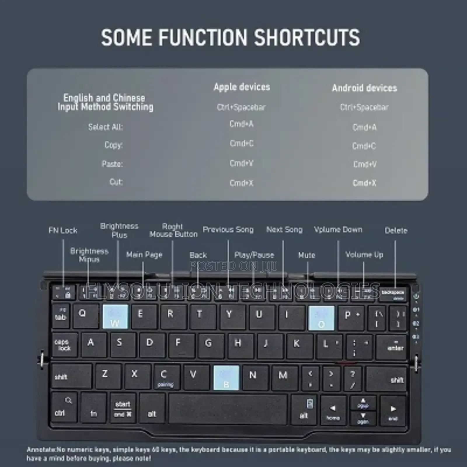 Bow Hb199 Foldable Mini Bluetooth Keyboard