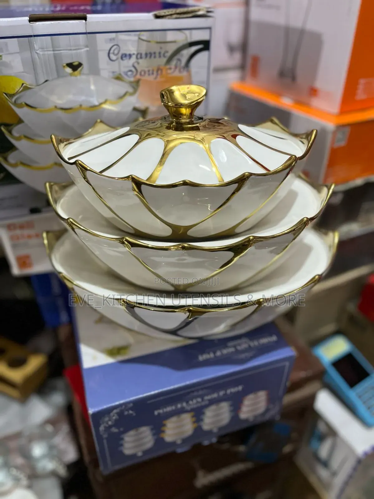 3 Set Gold Pleated Dinner Dish