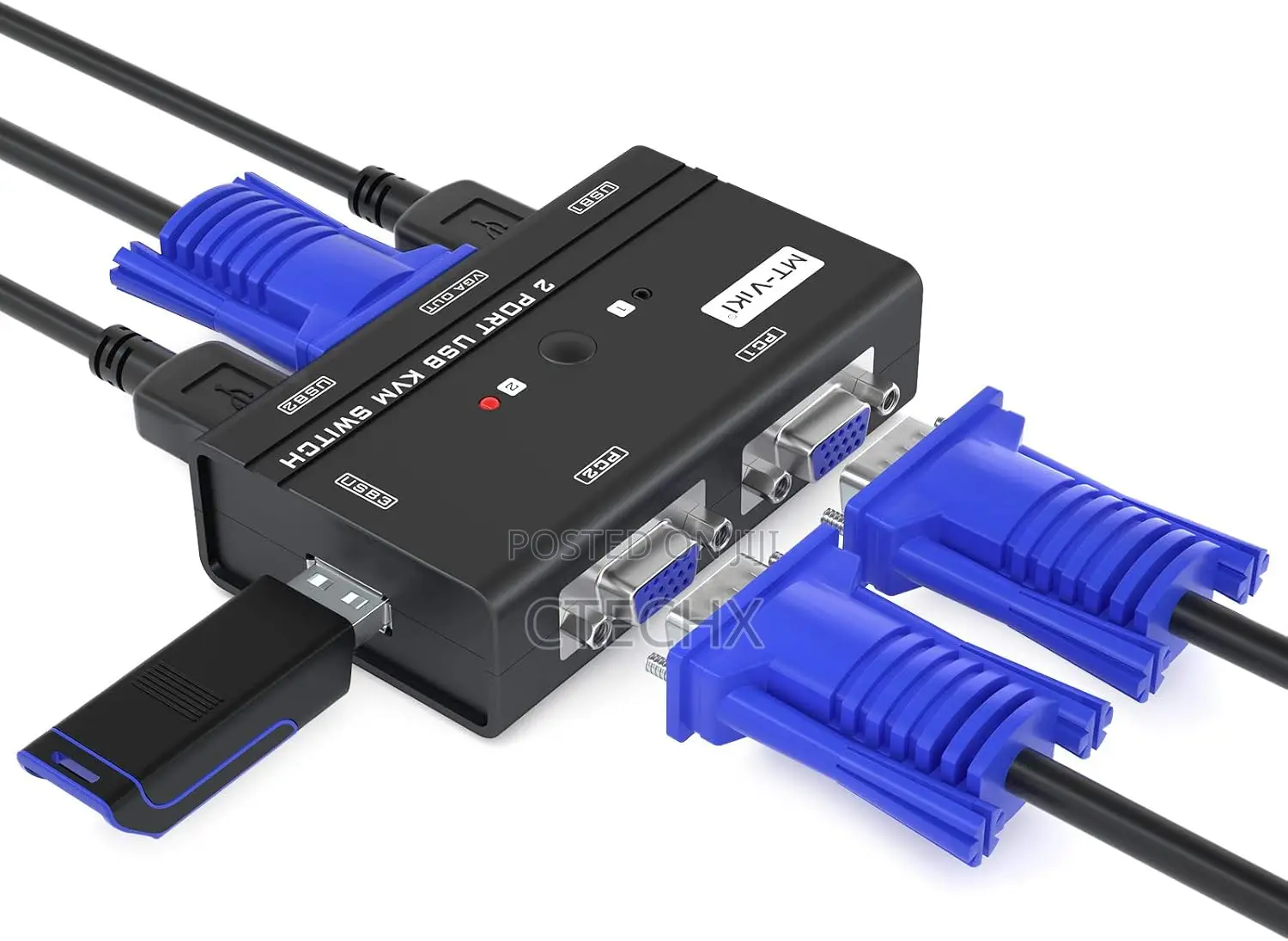 Mt-Viki 2 Port Usb Vga KVM Switch for Dual Computer Control