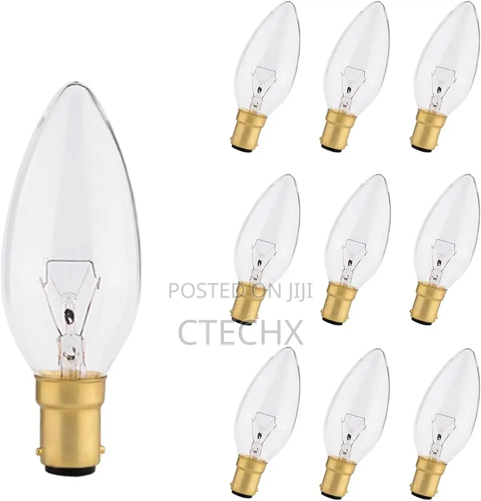B15 Candle Bulb 25ẉ, 10 Pack SBC Dimmable