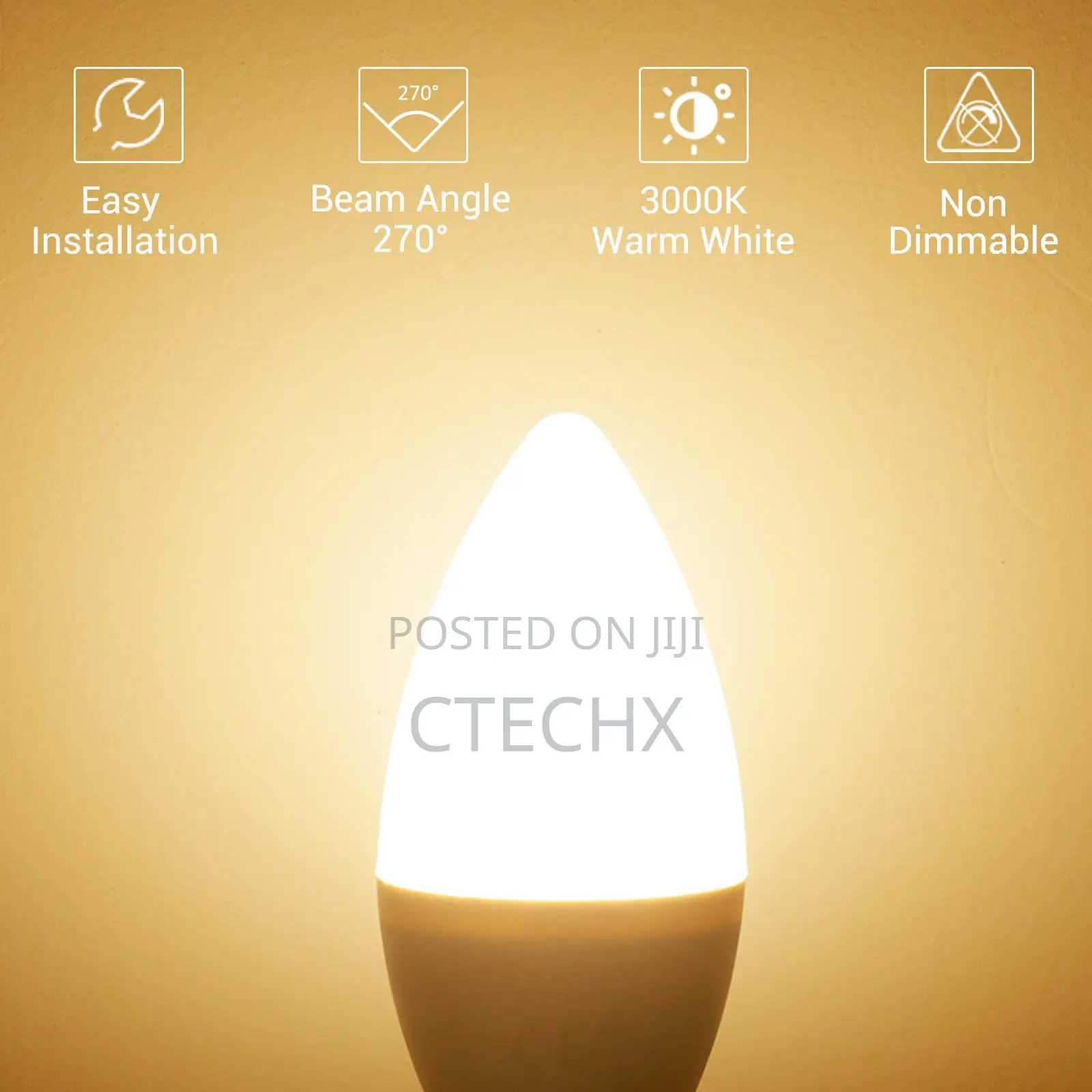 B15 Candle Bulb 25ẉ, 10 Pack SBC Dimmable