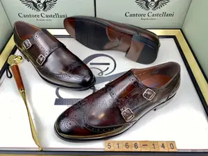 Photo - Cantore Castellani Brown Double Monk Strap Wingtip Shoes