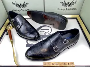 Photo - Cantore Castellani Black Double Monk Strap Wingtip Shoes