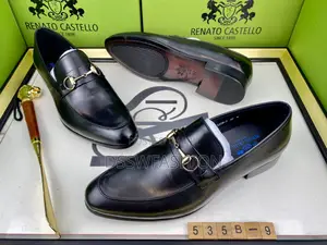 Photo - Renato Castello Black Leather Horsebit Loafers
