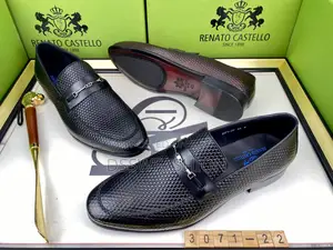 Photo - Renato Castello Men's Black Textured Leather Loafers