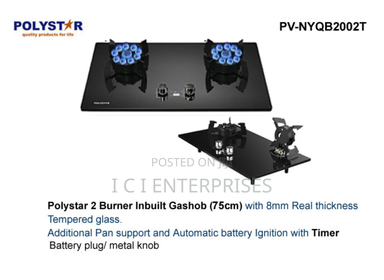 Polystar 2 Gas Burner Cabinet Inbuilt Gas Hob