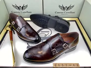 Photo - Cantore Castellani Men's Burgundy Double Monk Strap Shoes