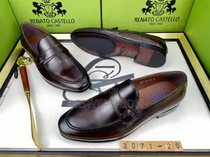Photo - Renato Castello Men's Leather Penny Loafers - Dark Brown