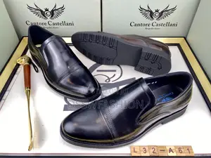 Photo - Cantore Castellani Men's Elegant Black Leather Slip-on Shoes