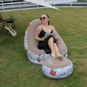 Portable Inflatable Sofa Chair With Footrest Electric Pump