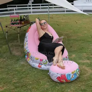 Portable Inflatable Sofa Chair With Footrest Electric Pump