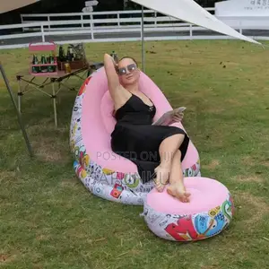 Portable Inflatable Sofa Chair With Footrest Electric Pump