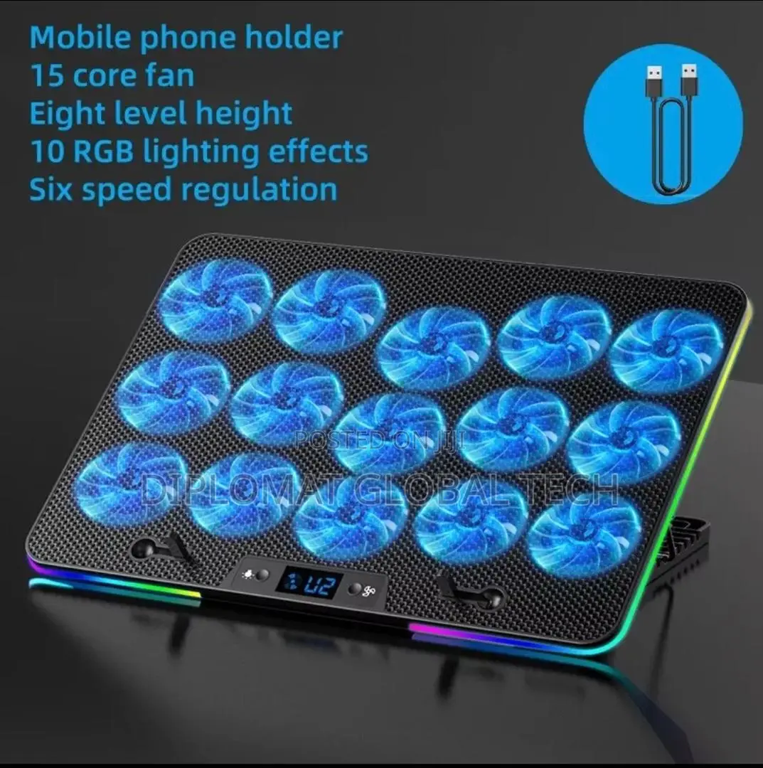 Laptop Cooling Pad and Stand With 15 Powerful Cooling Fans