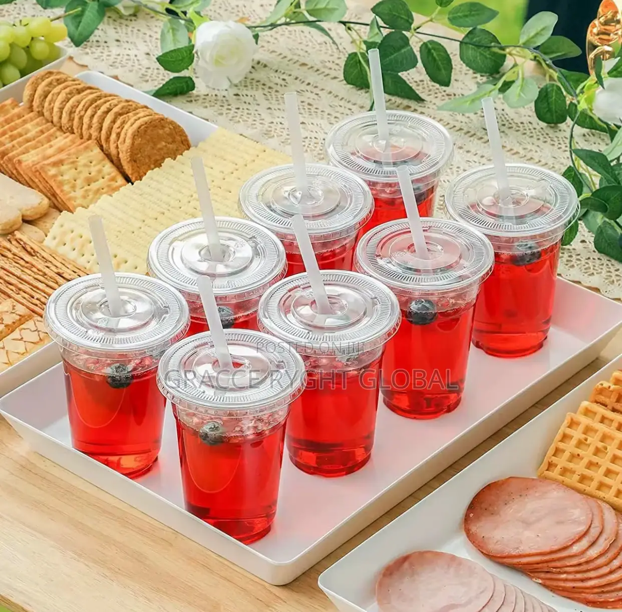 1000pcs 12oz Transparent Cup With Flat Cover