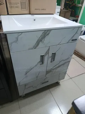 Photo - Luxury Marble Finish Bathroom Vanity Cabinet Ceramic Basin