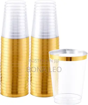 30pcs Gold Rim Acrylic Plastic Cup