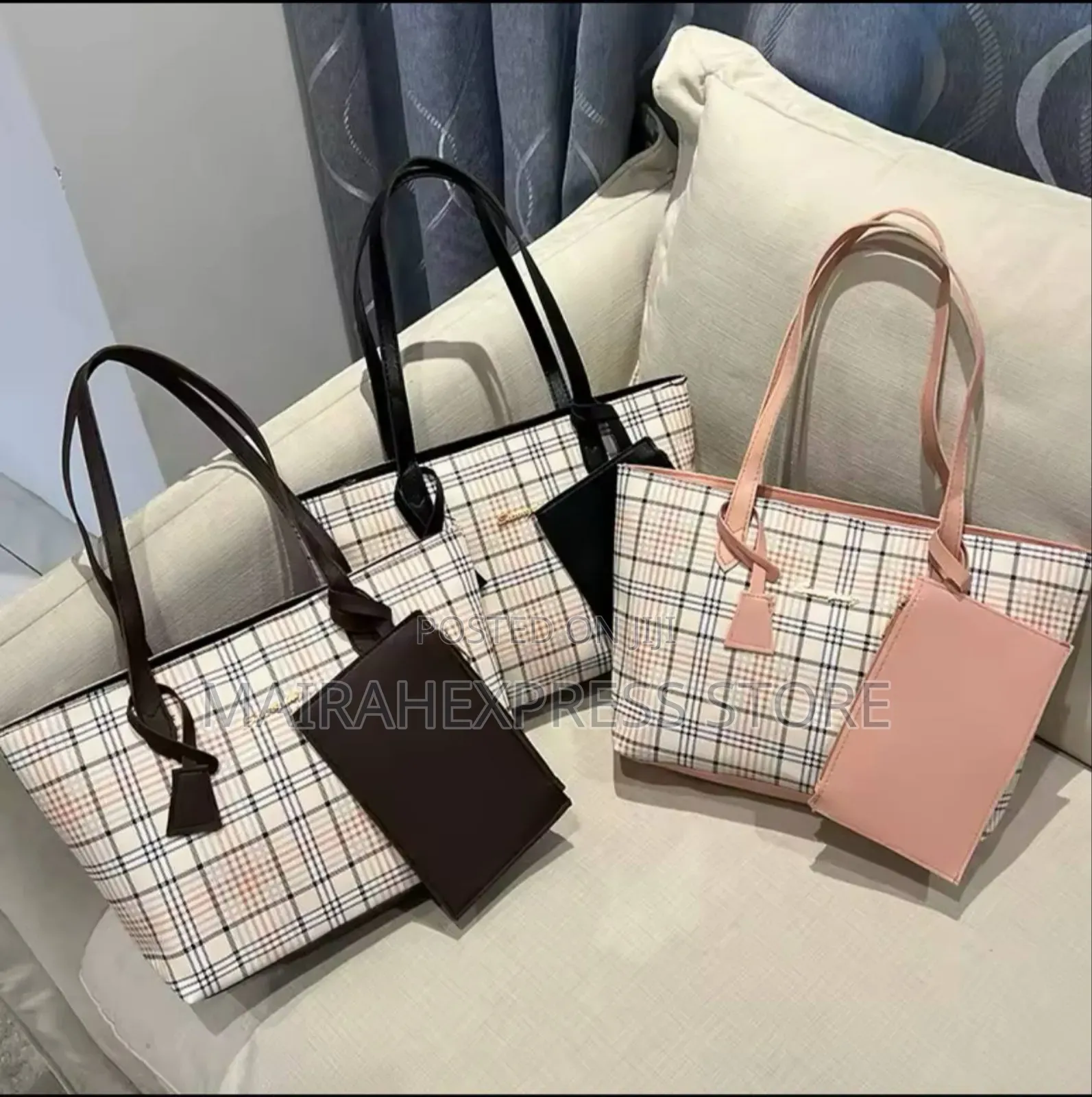 Checkered Print Tote Bag