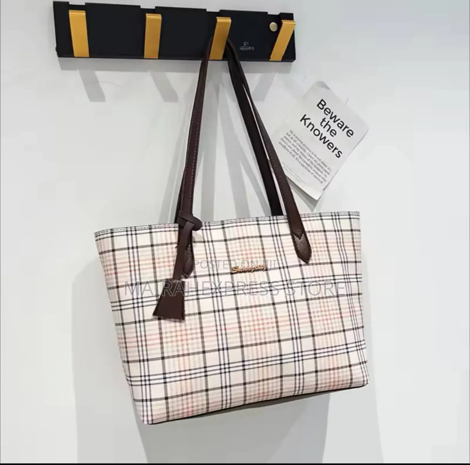 Checkered Print Tote Bag