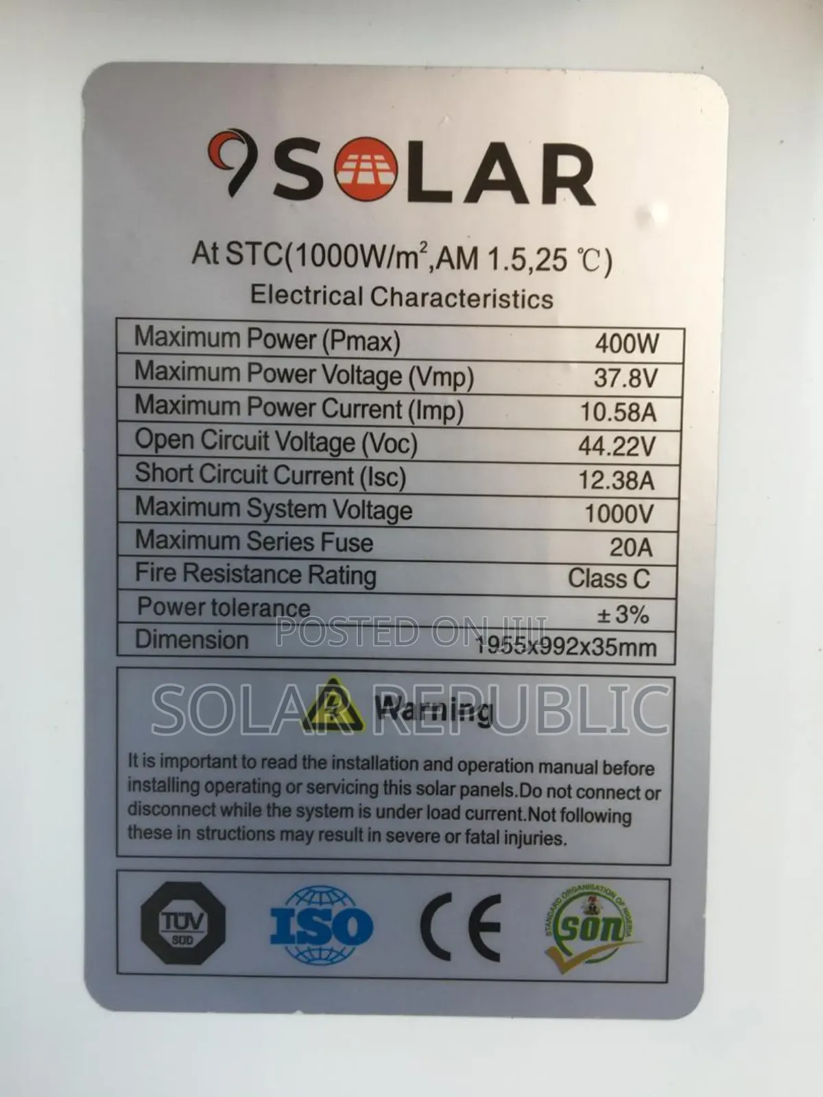 400w Mono Solar Panel