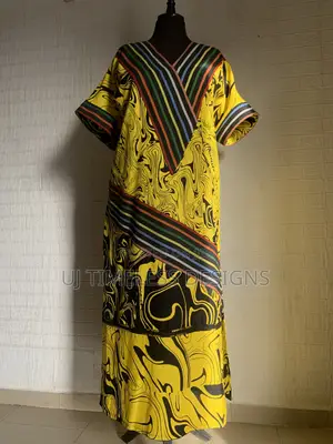 Photo - Lovely Ankara Gown Made With Aso-Oke Fabric