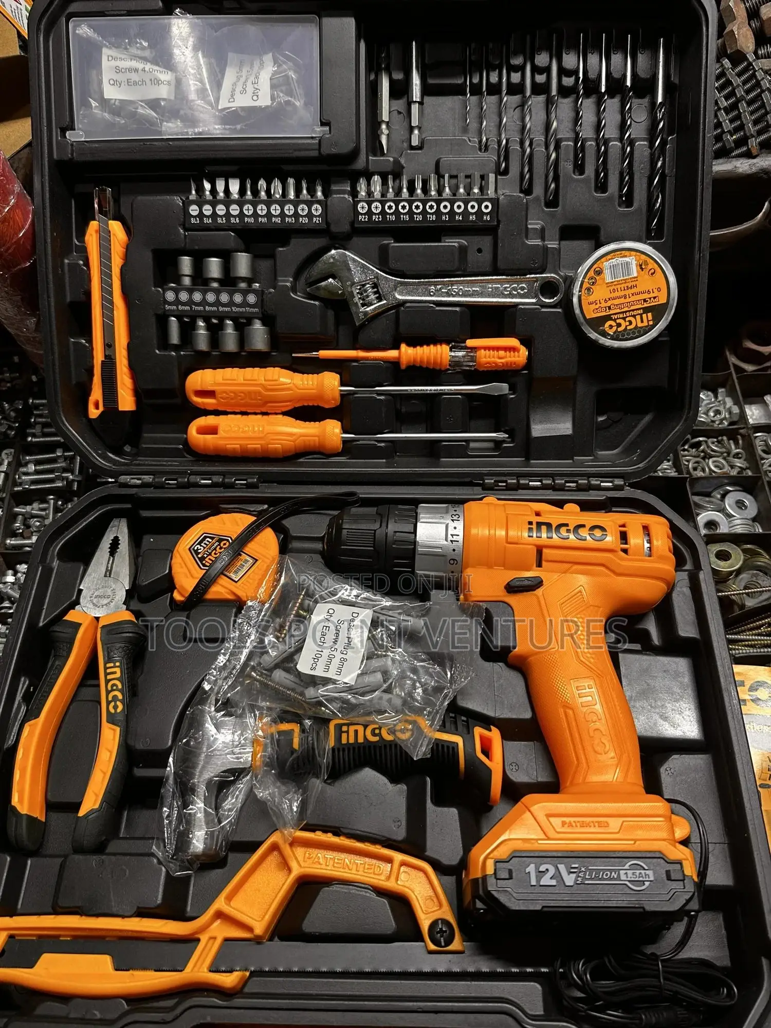 128pcs Tools Set With Cordless Drill