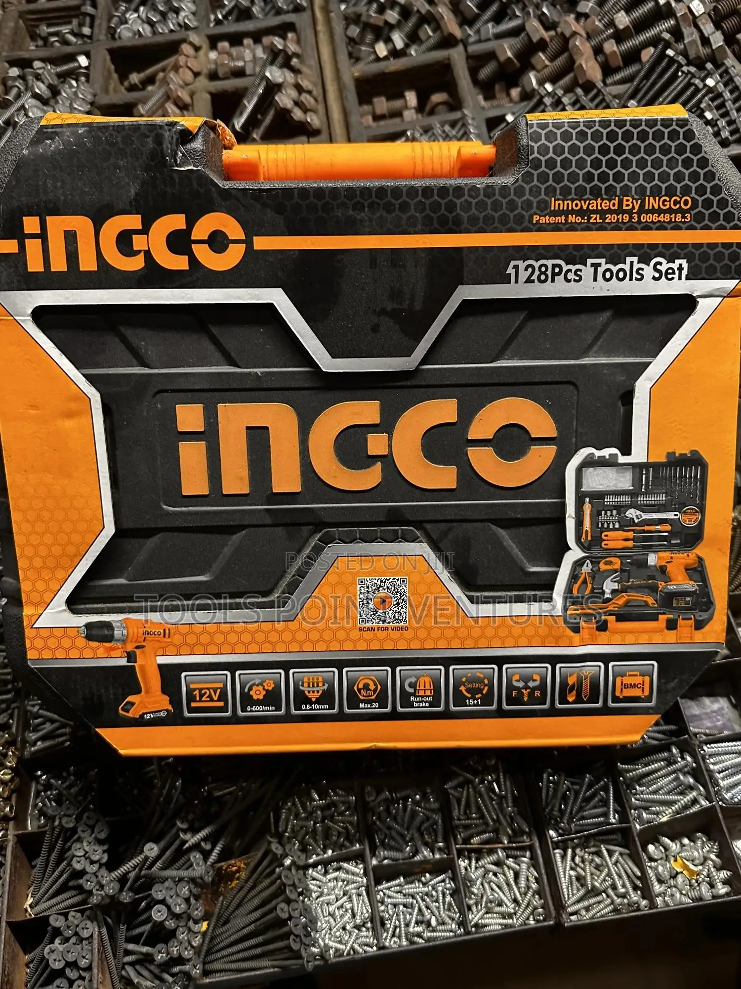 128pcs Tools Set With Cordless Drill