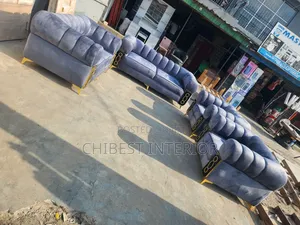 Full Set of Grey Upholstery Seven Seaters Sofa.