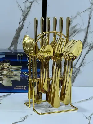 24pcs Polished Golden Cutlery Set