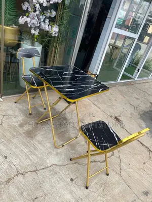 Marble Design Foldable Table and 2 Chair