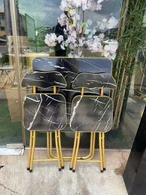 Marble Design Foldable Table and 2 Chair