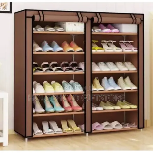 6 Layers Double Sided Covered Shoe Rack