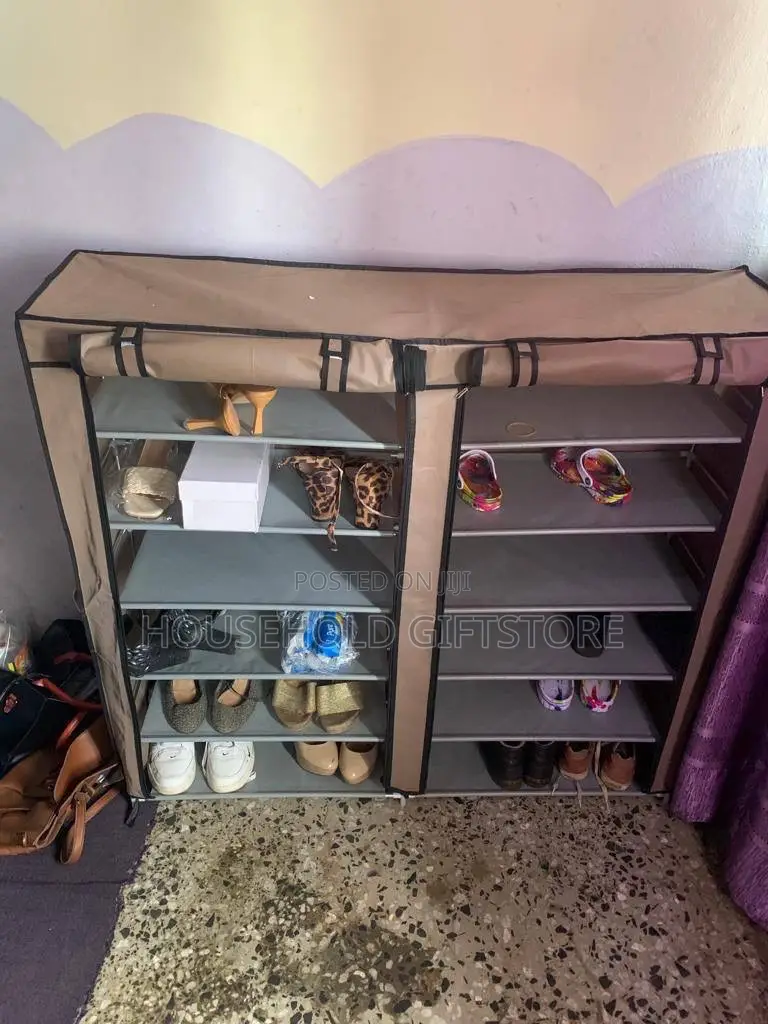 6 Layers Double Sided Covered Shoe Rack