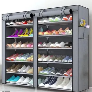 6 Layers Double Sided Covered Shoe Rack