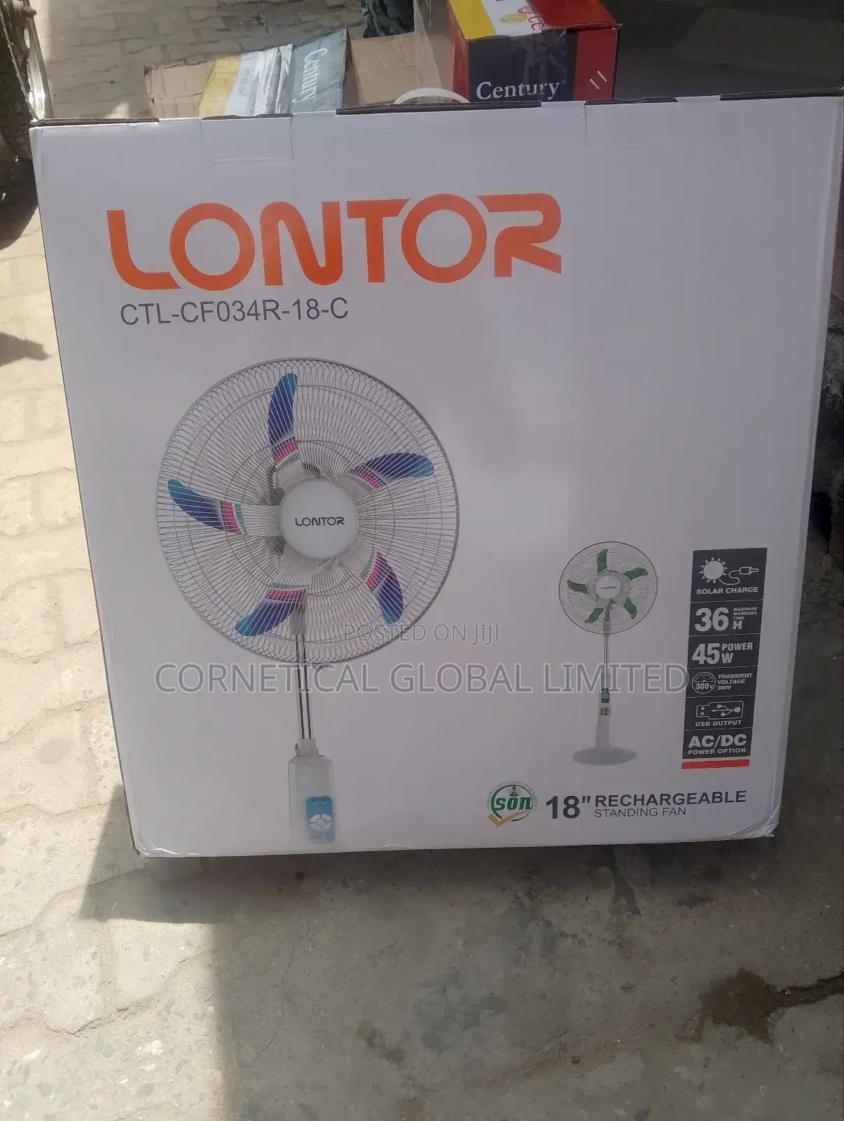 Lontor 18" Rechargeable Standing Fan