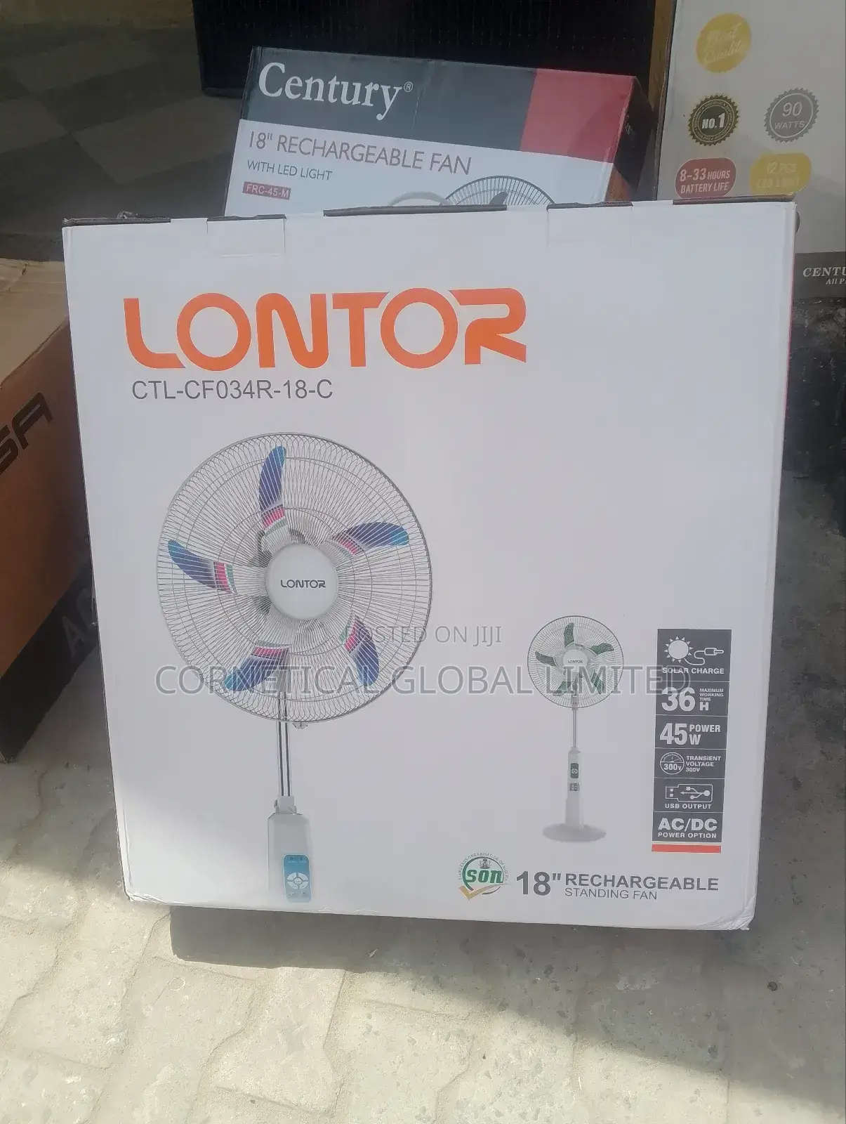 Lontor 18" Rechargeable Standing Fan