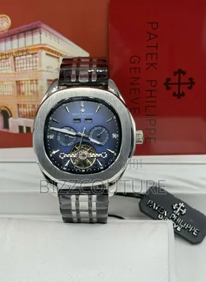 Original Patek Philippe Black Silver Stainless Steel Watch
