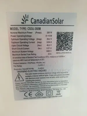 350watts Canadian Poly Solar Panel 60c
