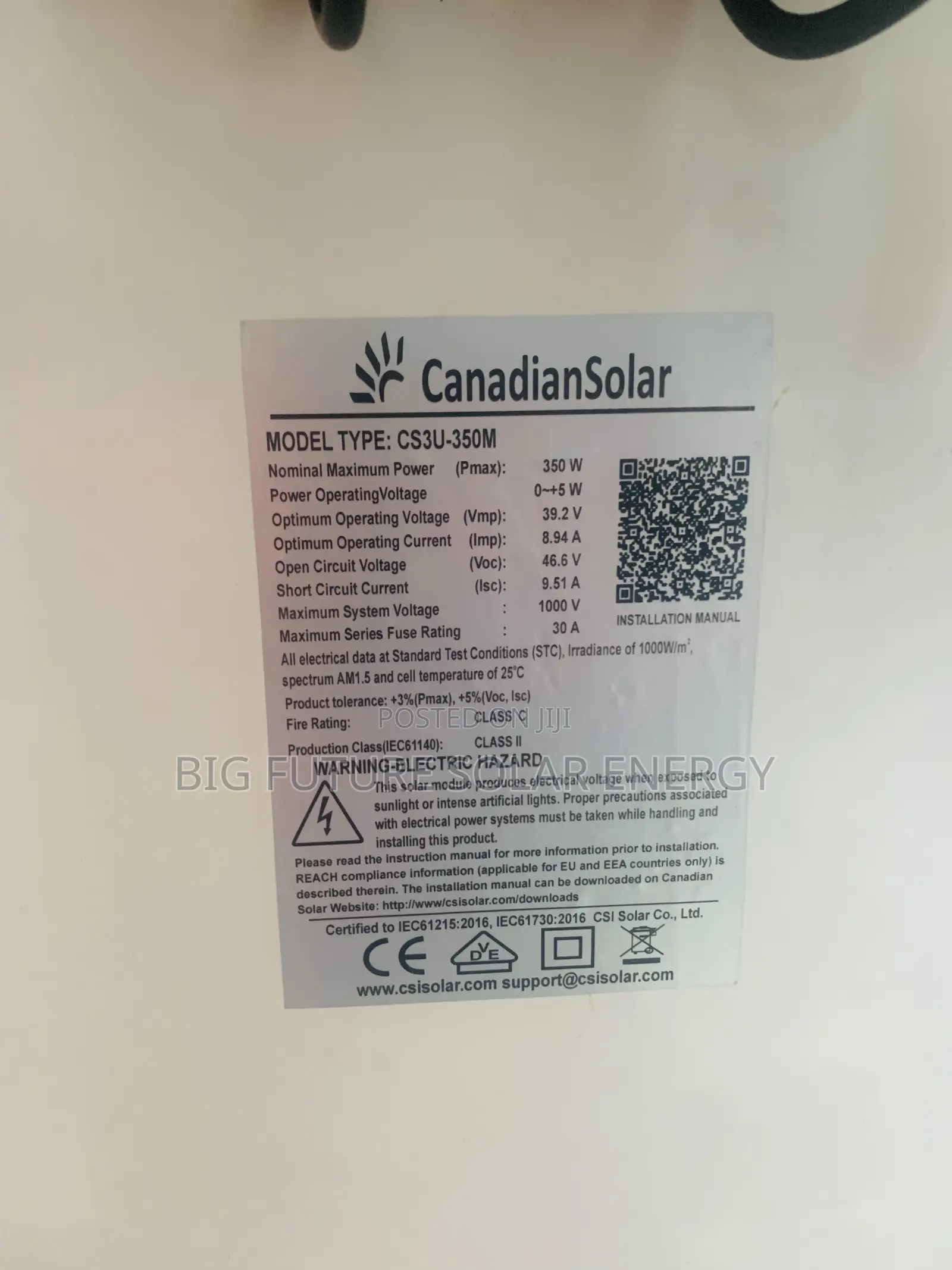 350watts Canadian Poly Solar Panel 60c