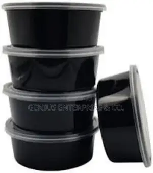 1000ml Black Plastic Food Container (Round) 50pcs.