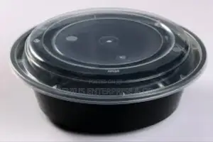 Round Meal Prep Black Colour Container for Food (50pcs)