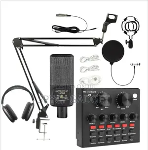 Studio Condenser Microphone Kits With Sound Card and Headset