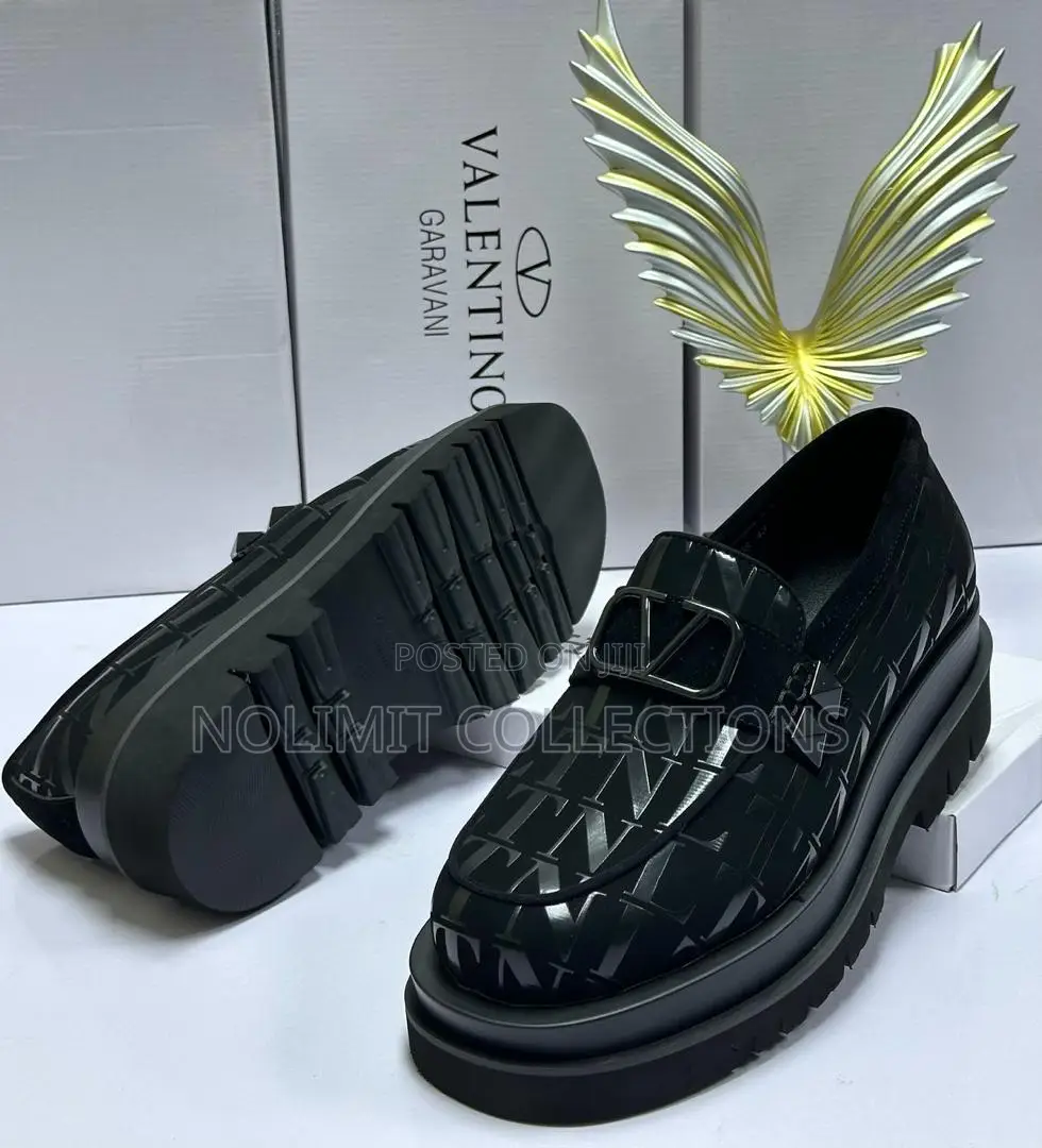 Valentino Patterned Patent Leather Loafers