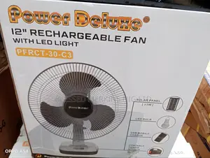 Power Deluxe Table Fan 12" With Solar Panel